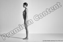 Nude Yoga poses Woman White Moving poses Slim long brown Dynamic poses Pinup